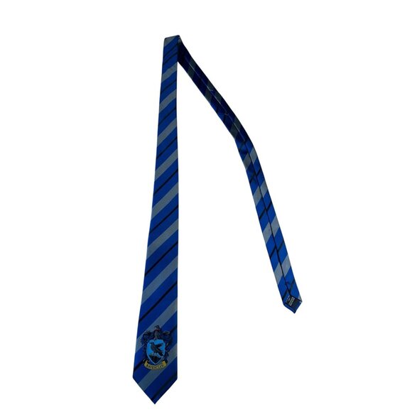Harry Potter Ravenclaw House Tie Necktie Costume Blue Black Stripes Raven - Picture 1 of 5